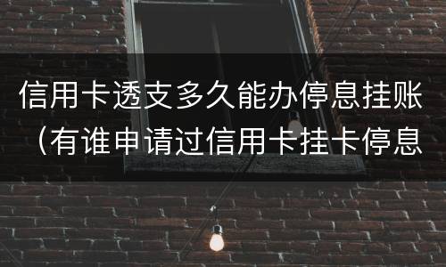 信用卡透支多久能办停息挂账（有谁申请过信用卡挂卡停息）