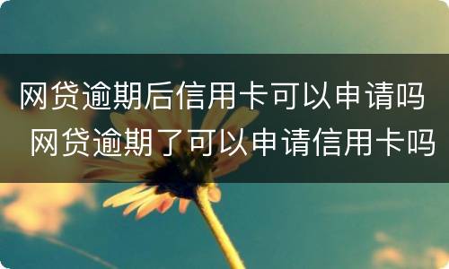 网贷逾期后信用卡可以申请吗 网贷逾期了可以申请信用卡吗
