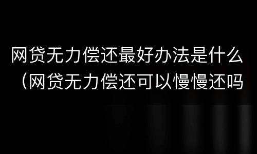 网贷无力偿还最好办法是什么（网贷无力偿还可以慢慢还吗）