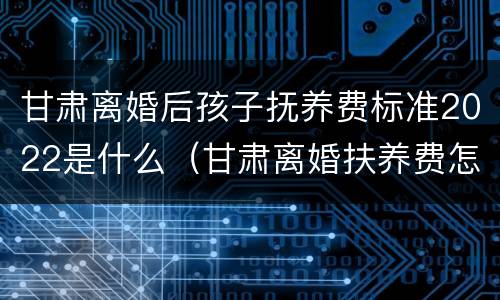甘肃离婚后孩子抚养费标准2022是什么（甘肃离婚扶养费怎么算）