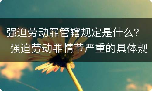 强迫劳动罪管辖规定是什么？ 强迫劳动罪情节严重的具体规定
