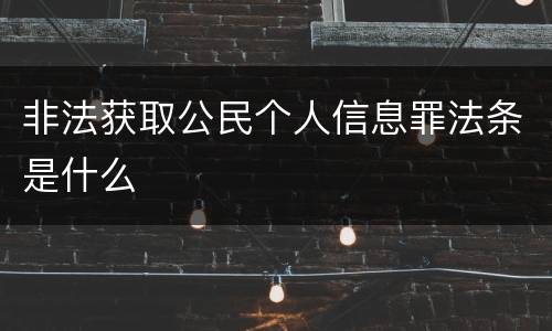 非法获取公民个人信息罪法条是什么