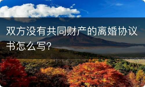 双方没有共同财产的离婚协议书怎么写？