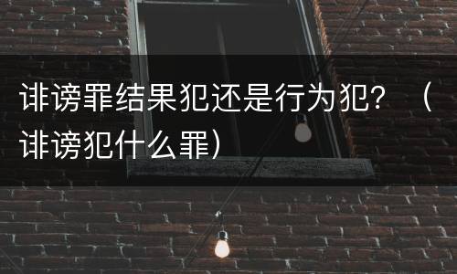诽谤罪结果犯还是行为犯？（诽谤犯什么罪）