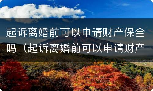 起诉离婚前可以申请财产保全吗（起诉离婚前可以申请财产保全吗要多久）