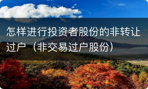怎样进行投资者股份的非转让过户（非交易过户股份）