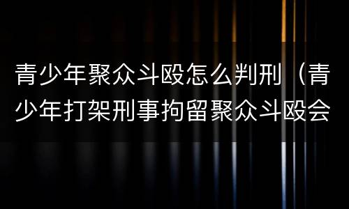 青少年聚众斗殴怎么判刑（青少年打架刑事拘留聚众斗殴会判刑吗）