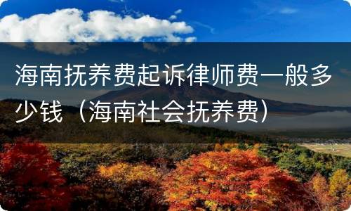 海南抚养费起诉律师费一般多少钱（海南社会抚养费）