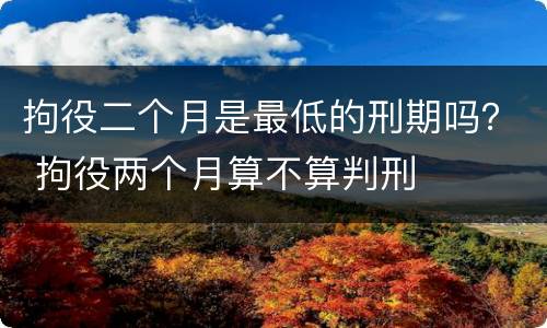 拘役二个月是最低的刑期吗？ 拘役两个月算不算判刑