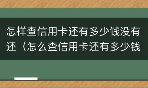 怎样查信用卡还有多少钱没有还（怎么查信用卡还有多少钱没有还）