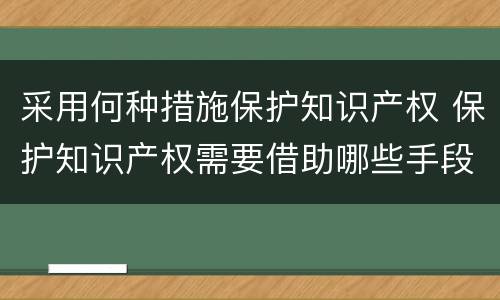 采用何种措施保护知识产权 保护知识产权需要借助哪些手段