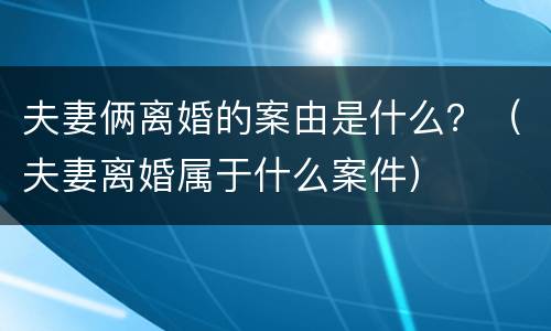 夫妻俩离婚的案由是什么？（夫妻离婚属于什么案件）