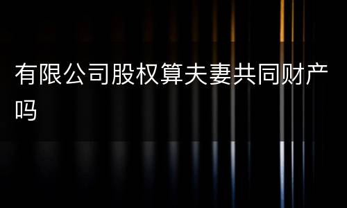 有限公司股权算夫妻共同财产吗
