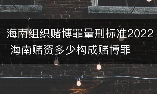 海南组织赌博罪量刑标准2022 海南赌资多少构成赌博罪