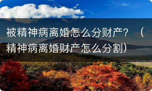 被精神病离婚怎么分财产？（精神病离婚财产怎么分割）