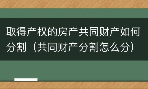 取得产权的房产共同财产如何分割（共同财产分割怎么分）