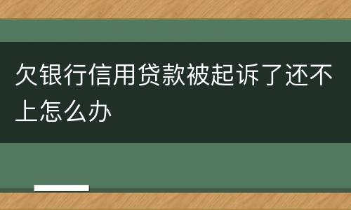 欠银行信用贷款被起诉了还不上怎么办