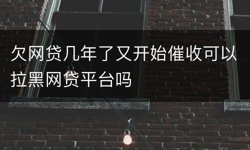 欠网贷几年了又开始催收可以拉黑网贷平台吗