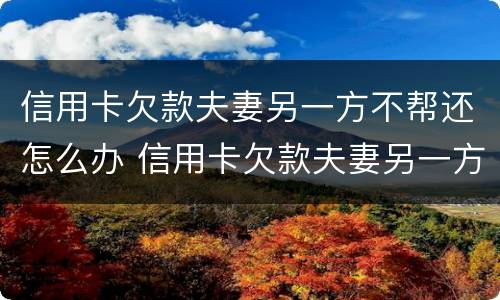 信用卡欠款夫妻另一方不帮还怎么办 信用卡欠款夫妻另一方不帮还怎么办理