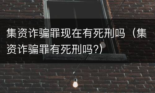 集资诈骗罪现在有死刑吗（集资诈骗罪有死刑吗?）