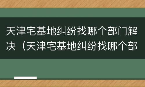 天津宅基地纠纷找哪个部门解决（天津宅基地纠纷找哪个部门解决好）
