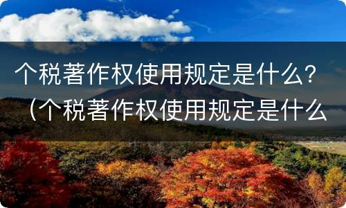 个税著作权使用规定是什么？（个税著作权使用规定是什么）
