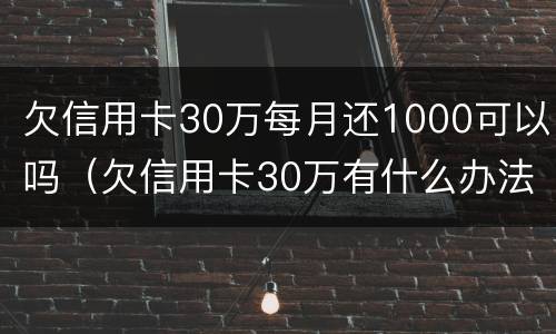 欠信用卡30万每月还1000可以吗（欠信用卡30万有什么办法能一年后再慢慢还）