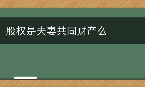 股权是夫妻共同财产么