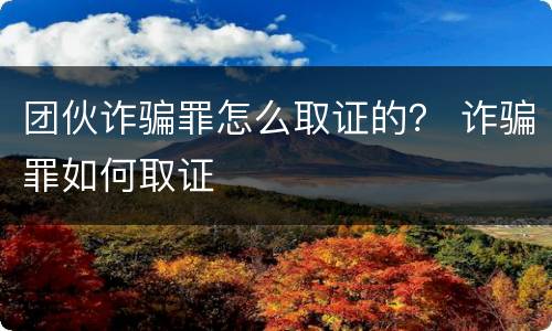 团伙诈骗罪怎么取证的？ 诈骗罪如何取证