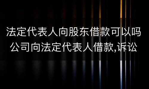 法定代表人向股东借款可以吗 公司向法定代表人借款,诉讼中如何处理