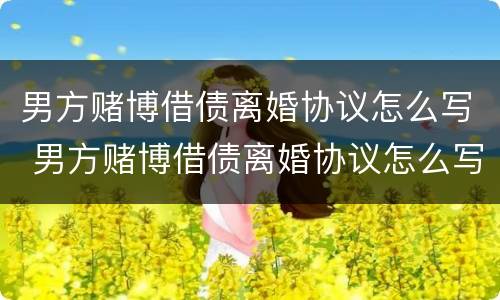 男方赌博借债离婚协议怎么写 男方赌博借债离婚协议怎么写才有效