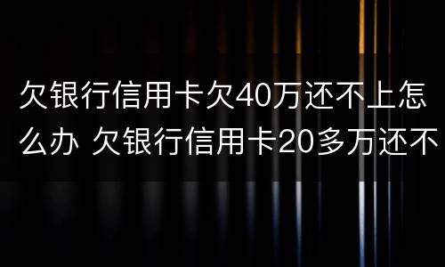 欠银行信用卡欠40万还不上怎么办 欠银行信用卡20多万还不上咋办