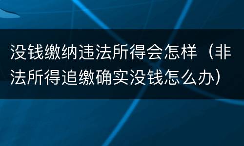 没钱缴纳违法所得会怎样（非法所得追缴确实没钱怎么办）