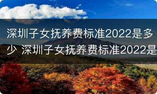 深圳子女抚养费标准2022是多少 深圳子女抚养费标准2022是多少呢
