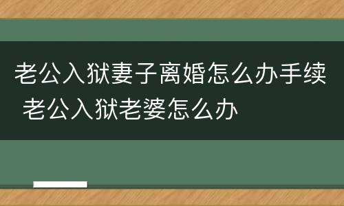 老公入狱妻子离婚怎么办手续 老公入狱老婆怎么办