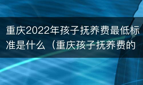 重庆2022年孩子抚养费最低标准是什么（重庆孩子抚养费的标准是多少）