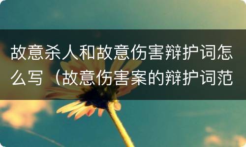 故意杀人和故意伤害辩护词怎么写（故意伤害案的辩护词范文）