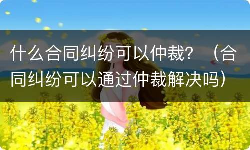 什么合同纠纷可以仲裁？（合同纠纷可以通过仲裁解决吗）