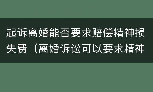 起诉离婚能否要求赔偿精神损失费（离婚诉讼可以要求精神损害赔偿）