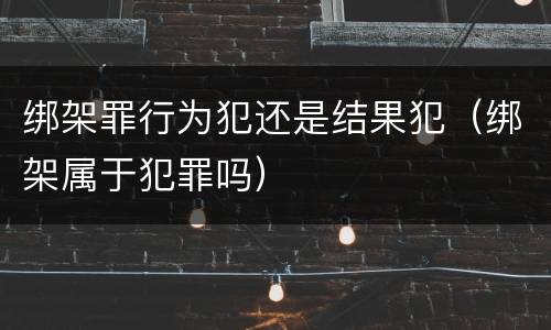 绑架罪行为犯还是结果犯（绑架属于犯罪吗）