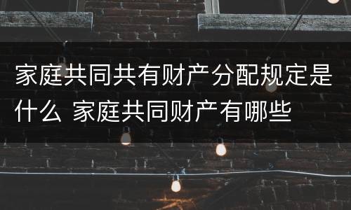 家庭共同共有财产分配规定是什么 家庭共同财产有哪些