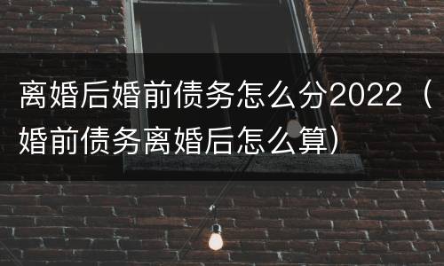 离婚后婚前债务怎么分2022（婚前债务离婚后怎么算）
