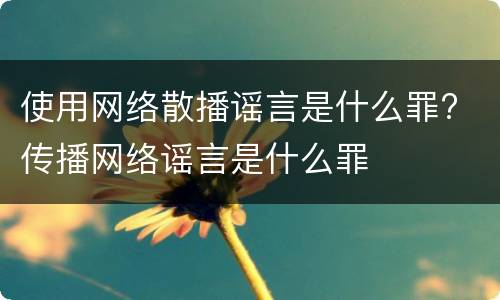 使用网络散播谣言是什么罪? 传播网络谣言是什么罪
