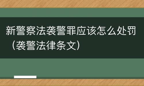 新警察法袭警罪应该怎么处罚（袭警法律条文）