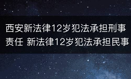西安新法律12岁犯法承担刑事责任 新法律12岁犯法承担民事责任