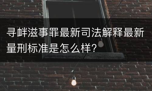 寻衅滋事罪最新司法解释最新量刑标准是怎么样?