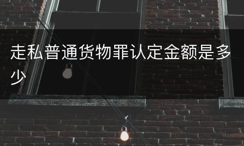 走私普通货物罪认定金额是多少