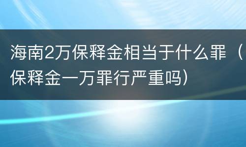 海南2万保释金相当于什么罪（保释金一万罪行严重吗）