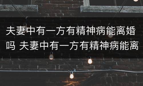 夫妻中有一方有精神病能离婚吗 夫妻中有一方有精神病能离婚吗知乎