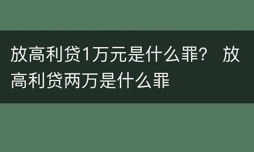 放高利贷1万元是什么罪？ 放高利贷两万是什么罪